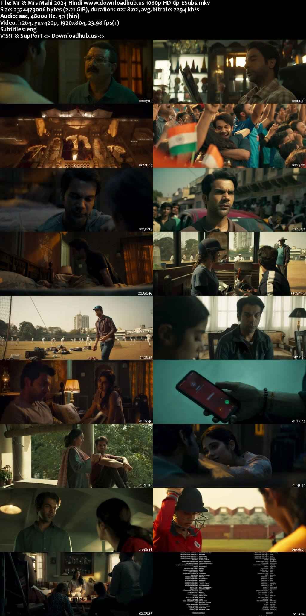 Mr & Mrs Mahi 2024 Hindi Movie DD5.1 1080p 720p 480p HDRip ESubs x264 HEVC