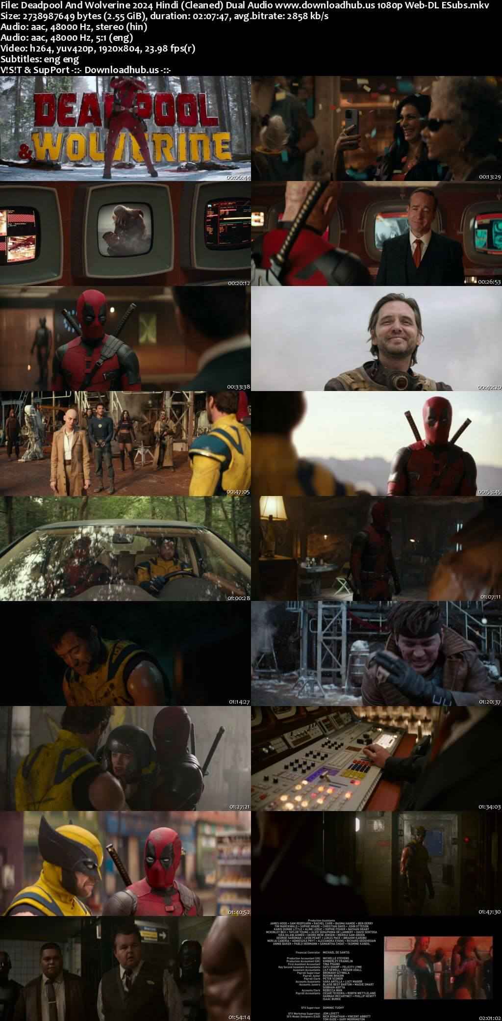 Deadpool & Wolverine 2024 Hindi (Cleaned) Dual Audio Movie DD2.0 1080p 720p 480p Web-DL ESubs x264 HEVC