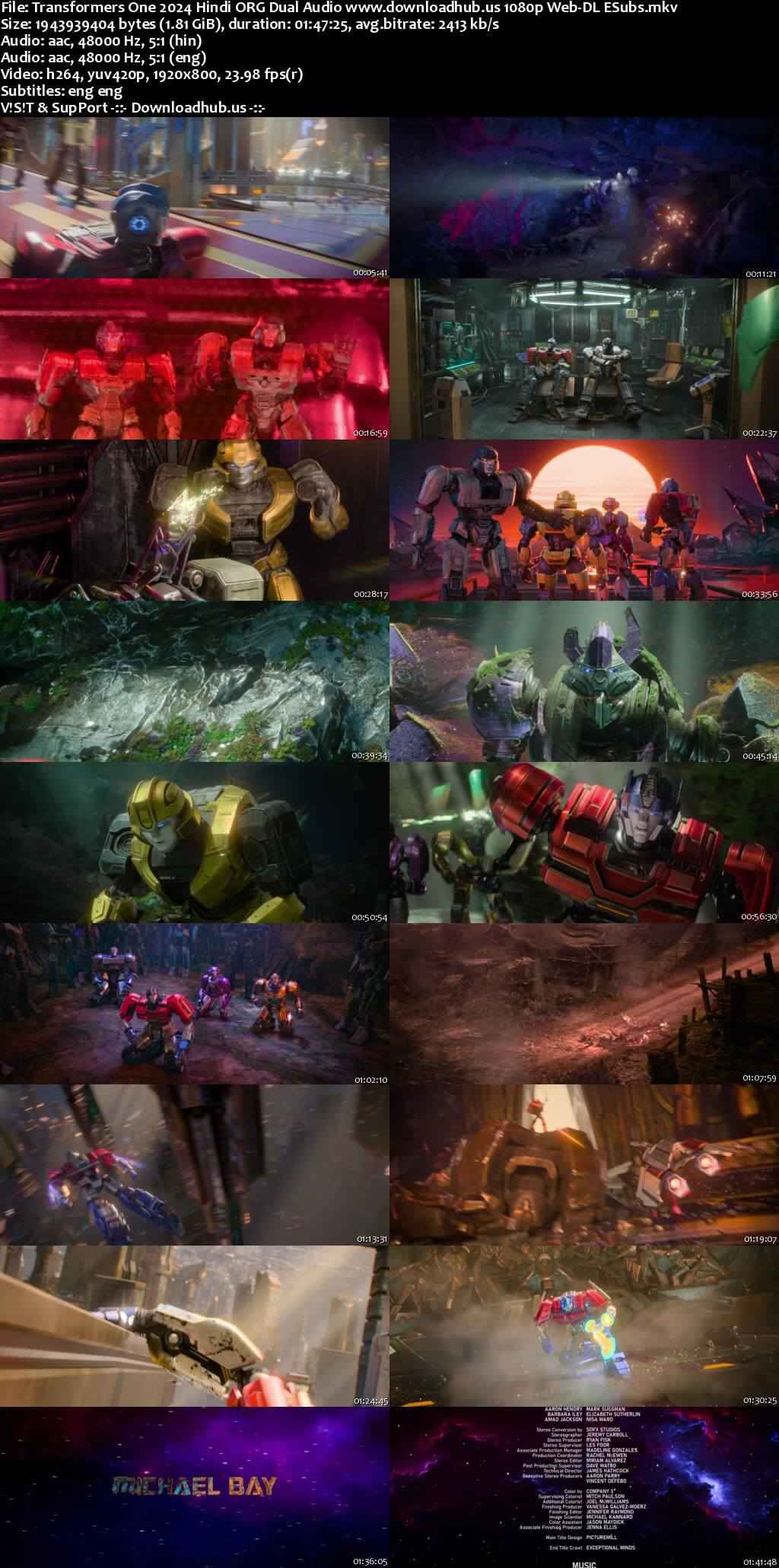 Transformers One 2024 Hindi ORG Dual Audio Movie DD5.1 4k 1080p 720p 480p Web-DL ESubs x264 HEVC