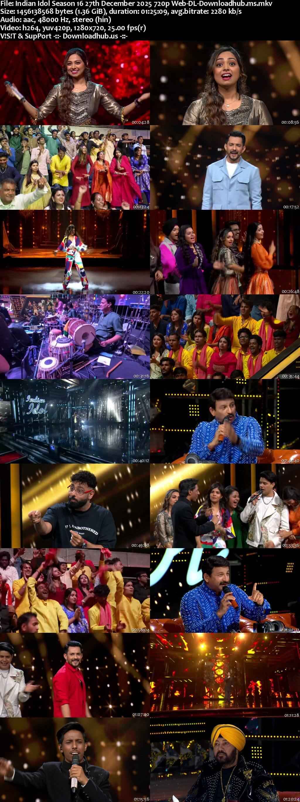 Indian Idol Season 16 27 December 2025 Episode 21 Web-DL 720p 480p Indian Idol Season 16 27 December 2025 Episode 21 Web-DL 720p 480p